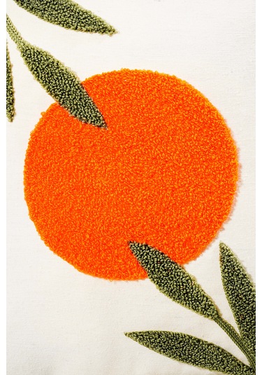 Punch Nakışlı Bohem Kırlent Kılıfı 45x45 Cm, Beyaz Kumaş, Dekoratif Yastık Kılıfı Karışık/Çok Renkli