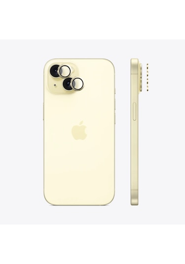 Safeus Safir Temperli Kamera Lens Koruyucu Apple Uyumlu iPhone 15 Plus Ve İle Sarı
