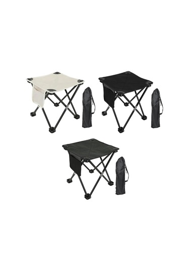 Kamp Taburesi Mini Katlanır Tabure Hafif Kompakt Pratik Siyah