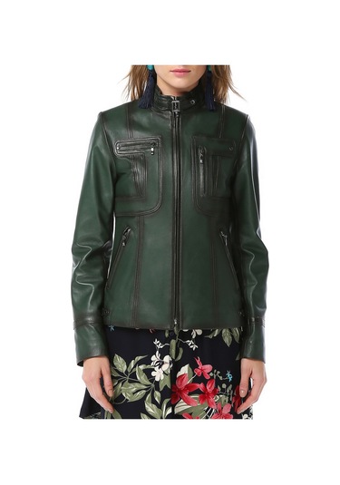 Dericlub Yb2043 Gerçek Deri Kadın Mont Yeşil Yeşil