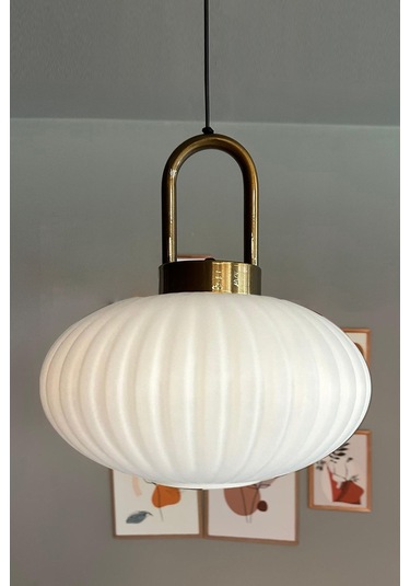 Elegant Cam Beyaz Tekli Avize Eskitme Kilit Başlık Retro Sarkıt Lamba Restoran Salon Aydınlatma Beyaz