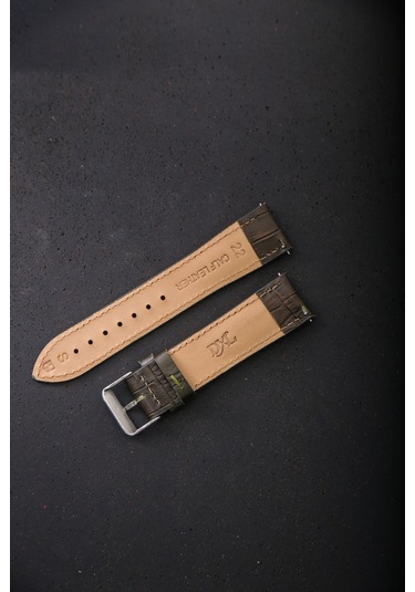 Hakiki Deri 22mm Akıllı Pimli Saat Kordonu Haki