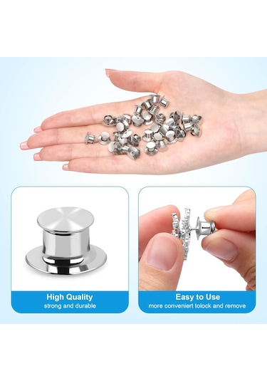 Geeroyoo 20 Arka Pimli Metal Tokalı Emaye Broş, Pratik Kapama Mekanizmalı Aksesuar Gümüş