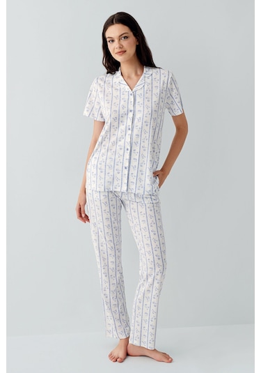 Arnetta Kadın Mavi Gömlek Pijama Takım Ar3619-s-v1 Mavi