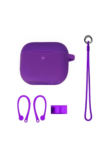 Airpods Uyumlu 3 İçin Bluetooth Kulaklık Silikon Kapak Seti, Renk: El İpi Seti Mor Diğer