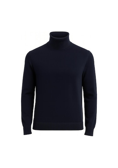 Huffa Erkek Slim Fit Boğazlı Erkek Triko-7430 Lacivert