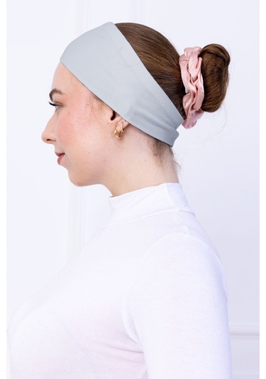 Kaymayan Silikonlu Bandana Bone - Sportif Saç Bandı-açık Gri Açık Gri