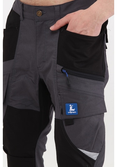 Uniprom İş Pantolonu Madrid Model 10 Cepli Full Likralı Diz Destekli Füme