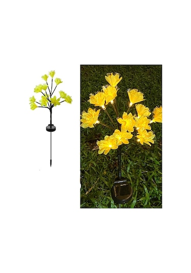 Cc Globall Güneş Şeftali Çiçeği Lambası 12 Led Simülasyon Kamelya Lambası Açık Avlu Bahçe Lambası Dekoratif Çim Lambası B Sarı
