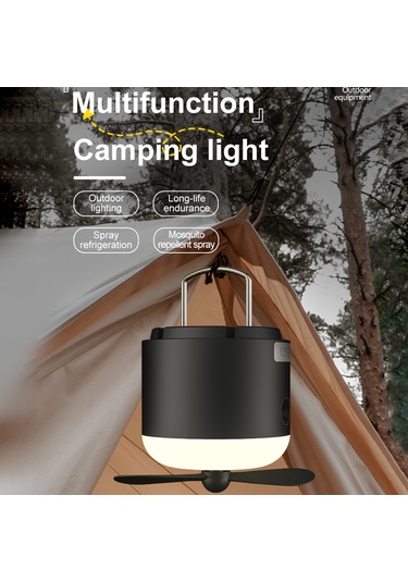 Mufunye Kamp Feneri Usb Şarjlı, Dört Aydınlatma Modu, İki Hızlı Fan, Ultrasesli Buhar Ve Rovar Kovucu, Taşınabilir Güneş Enerjisi Lambası Beyaz Çok Renkli
