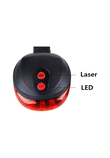 Arka Stop Lazer 5 Led Li - 3 Fonksiyonlu Pil Dahil Jy-1l Siyah - Kırmızı