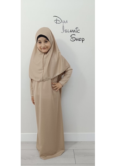 Kız Çocuk Tek Parça Namaz Elbisesi Vizon