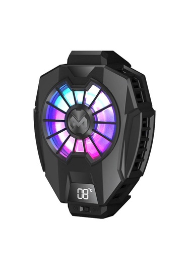 Polham 7500rpm Buz Tipi Radyatörlü Led Işıklı Telefon Soğutucu Fan, Sıcaklık Göstergeli Sessiz Soğutucu