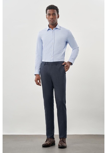 Lacivert Düz Gabardin Esnek Yan Cep Slim Fit Classic Pantolon 1003245209 202 Lacivert