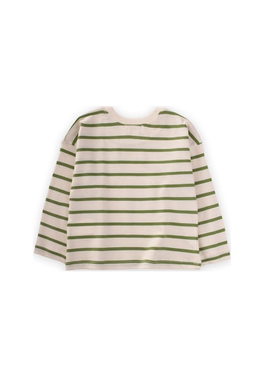 Cigit Çizgili Mevsimlik T-shırt 1-10 Yaş Yağ Yeşili Yağ Yeşili Çok Renkli