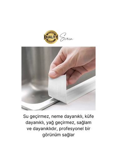 Ekstra Kalın 3.35 Mt Banyo Küvet Duşakabin Mutfak Tezgah Lavabo Su Sızdırmaz Kenar Bandı Beyaz Bant