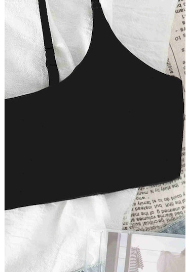Angelsin Ayarlanabilir Askılı Şık Tasarım Bikini Üstü Siyah 001