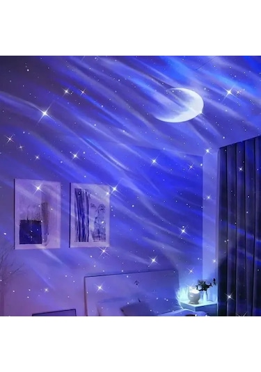 Konesam Uyku Odası Işıklı Müzik Cihazı - Uzay Güneş İçi Ve Mavi Su Dalgaları Işıldırıcısı, Bluetooth Ve Kumandalı Kontrol İle Dinlenme Ve Uyku Atmosferi