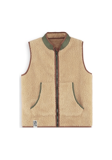 Denokids Erkek Çocuk Kahverengi Peluş Yelek Renkli