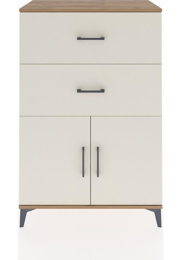 Hyperion Dolap Tek Raflı 2 Çekmeceli 2 Kapaklı 88x44x134 Çam-... Çam