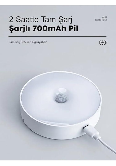 Wellhise L02 Usb Şarjlı Mıknatıslı Hareket Sensörlü Gece Lambası Dolap İçi Aydınlatma Lambası Beyaz