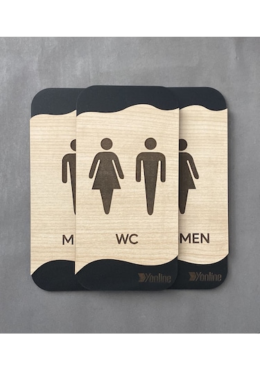 Meşe Serisi Kadın WC Erkek WC ve Genel WC 3'lü Natural Yönlendirm