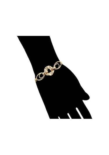 Modern Oval Halka Detaylı 14 Ayar Altın Kaplama Kadın Bileklik Gold