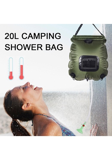 Yunboo 20l Güneş Enerjili Çadır Duş Torbası - Pvc Materyal, Sıcaklık Gösterici, Taşınabilir, Yüksek Kapasite Dış Mekan Kullanıma Uygun Yeşil