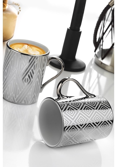 Kütahya Porselen Forest 2li Mug Bardak Platin 10932 Platin