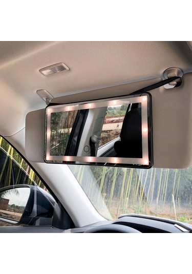Vkemall Araba Güneşlikli Makyaj Aynası - Tüm Arabalar İçin Şarj Edilebilir Led Işıklı Ma