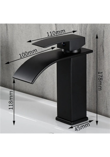 Novahub Şelale Lavabo Musluk Paslanmaz Çelik Sıcak Soğuk Siyah