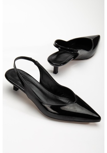 Suins Shoes Suins Stephen Model Kadın 4 Cm Kısa Mini Topuklu Rugan Ayakkabı Siyah