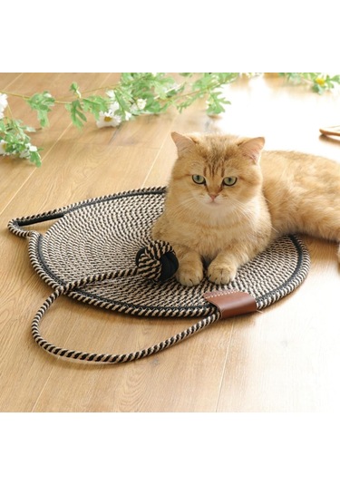 Moveevo Doğal Pamuk Kedi Tırmalama Pedi, 15,7'' Yuvarlak Yer Matı İç Mekan - Mobilya Koruyucu Duvar & Kanepe İçin