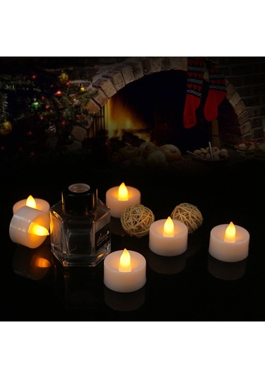 Youmex 24 Adet Isı Beyazı Parıltılı Led Mumlar - Gerçekçi Tasarım, Sönmeyen, Ev/parti Dekorasyonu, 3v Pil Dahil Renkli