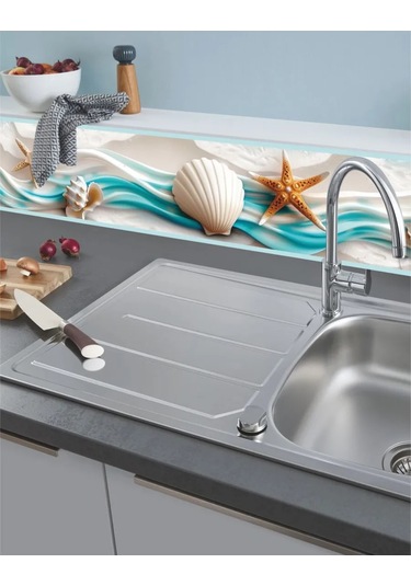 Sprintfox Kendinden Yapışkanlı Deniz Kabuğu Duvar Kağıdı Sınır Bandı 256001854 Açık Mavi