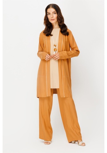 Rahat Kumaş Ceket Pantolon Tunik Koleyeli Takım Tarçın-tarçın Tarçın