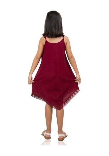 Çağla Şile Bezi Kız Çocuk Elbise Bordo Brd