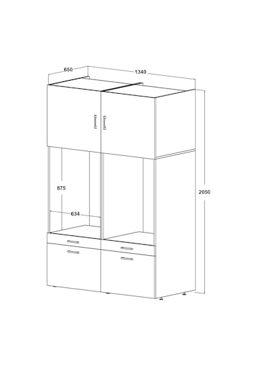 ROOMART ÇAMAŞIR-KURUTMA MAKİNESİ DOLABI + ÜST DOLABI 2'Lİ MAT BEY Mat Beyaz