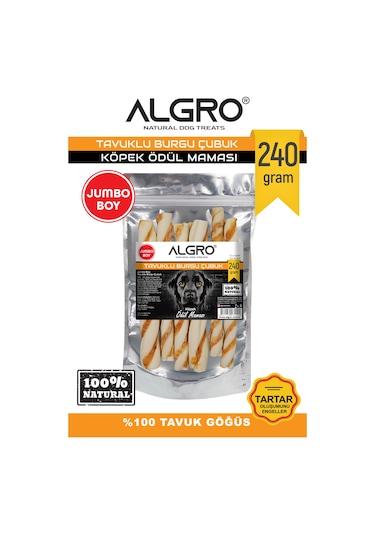 Algro Tavuk Göğüs Etli Jumbo Boy Burgu Çubuk 240 G