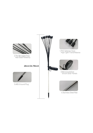 Vkemall Danlıkt Bahçe Işıklı Sokağı, Güneş Enerjili Led Kelebek Işıkları, Otomatik Açma/kapama, Ip65 Yağmur Dayanıklı, 8-12 Saat Sürekli Aydınlatma Siyah