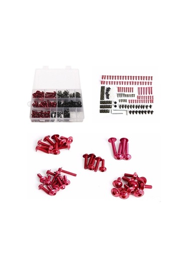 Pazly Motosiklet Gövdeleri İçin 223 Parça Renkli Montaj Cıvata Seti - Spor Motosikler İçin Uyumlu, Kolay Kurulum, Mavi-siyah Depolama Kutusu Siyah