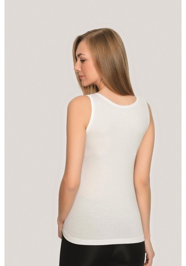 Kadın Beyaz Pamuklu Likralı Kalın Askılı Atlet 3'lü Paket Esnek Ve Yumuşak Kumaş beyaz