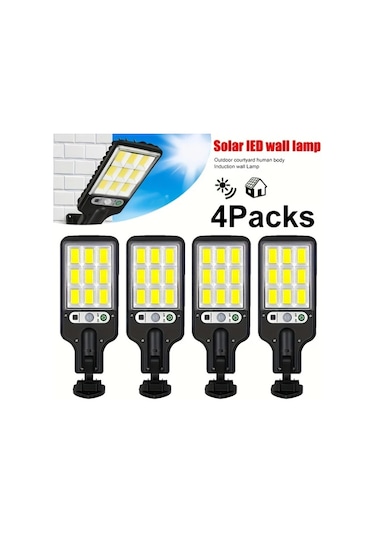 Xuweiwei 4 Adet Hareket Sensörlü Güneş Enerjili Led Duvar Lambası Ip44 180 Derece Bahçe Veranda Aydınlatma Mat Siyah Uzaktan Kumandalı Ahşap