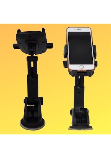 Buffer 360 Derece Dönen Torpido Üstü Uzunluk Ayarlamalı Vantuzlu Teleskopik Araç Telefon Tutucu -m11