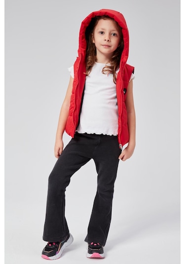 Benitto Kids Kapüşonlu Kız Çocuk Şişme Yelek 51307 Kırmızı