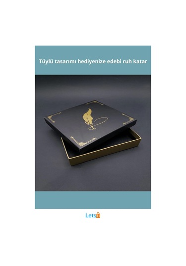 Tüylü Kalem Tasarımlı Dekoratif Hediye Kutusu 16x17 Cm