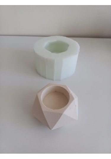 Geometrik 3'lü Mumluk Set Kalıbı Beyaz Şeffaf