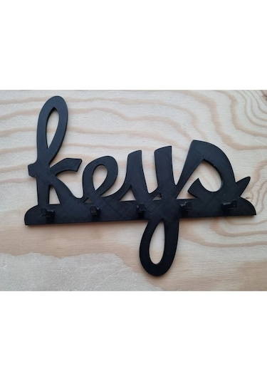 Keys Yazılı Anahtar Askılığı 4 Anahtarlı Siyah 20cm Diğer