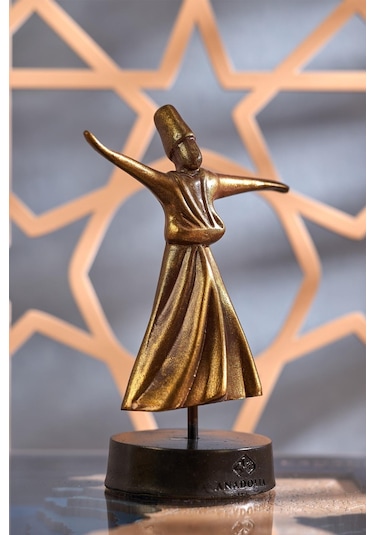 Semazen Heykel Kaideli Altın Varak Bronz