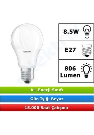 Osram 8.5W 60W E-27 Duy 6500K 806 Lm Beyaz Işık Led Ampul